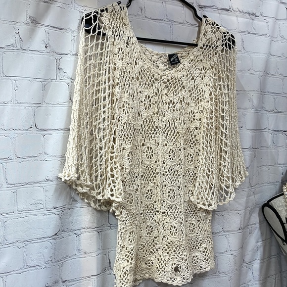 Macelli Vintage Cotton Crochet bohemian festival Medium Top - Picture 2 of 9